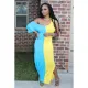 Plus Size Contrast Color Casual Irregular Maxi Dress TR-1018
