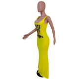 Casual Printed Sleeveless Maxi Tank Dress MEM-8274