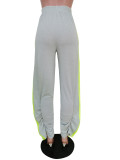 Casual Stacked Split Mid Waist Long Pants MEM-8276