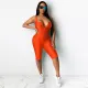 Solid Front Zipper Sleeveless Bodycon Rompers AL-170