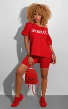 Letter Print T Shirt And Shorts Two Piece Sets SFY-107