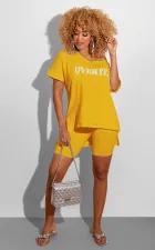 Letter Print T Shirt And Shorts Two Piece Sets SFY-107