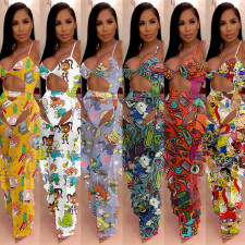 Sexy Mesh Cartoon Print One Piece Bikinis With Pants SFY-109