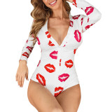 Casual Printed Long Sleeve Slepwear Bodysuit SFY-121