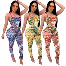 Sexy Floral Print Strappy Backless Jumpsuits SMR-9580