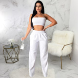 Solid Tube Tops Long Pants Sexy Two Piece Suits SMR-9613