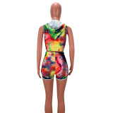 Tight Sleeveless Tie-dye Printing Suit SMD-7016-1