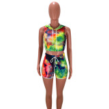 Tight Sleeveless Tie-dye Printing Suit SMD-7016-1