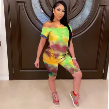 Tie-dye Strapless Casual Two-piece Suit OYF-8191