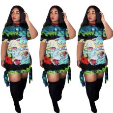 Fashion Print Cartoon Mini Dress MDF-5126