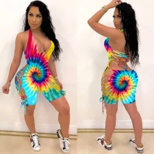 Tie-dye Personality Bandage Playsuit MDF-5129