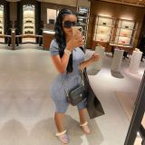 Solid Stacked Shorts T Shirt Two Piece Sets LSD-8691