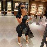 Solid Stacked Shorts T Shirt Two Piece Sets LSD-8691