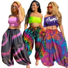 Plus Size Casual Loose Printed Long Pants DAI-8231