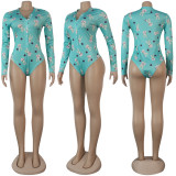 Casual Printed Long Sleeve Slepwear Bodysuit SFY-121