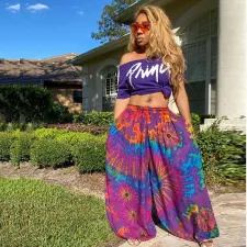 Plus Size Casual Loose Printed Long Pants DAI-8231