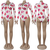 Casual Printed Long Sleeve Slepwear Bodysuit SFY-121