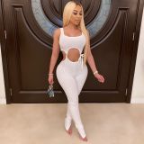Solid Sleeveless Lace Up Sexy One Piece Jumpsuit CHY-1223