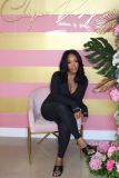 Plus Size Solid Long Sleeve Fitness Skinny Jumpsuits LUO-3062