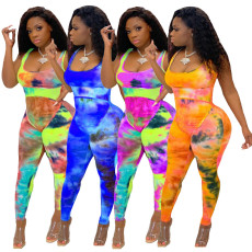 Tie Dye Print Sleeveless Skinny Jumpsuit JH-162