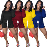 Plus Size Solid Slash Neck One Piece Rompers LUO-3061