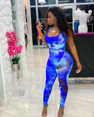 Tie Dye Print Sleeveless Skinny Jumpsuit JH-162