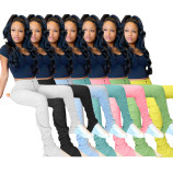 Solid Stacked Split Micro-Flare Pants CH-8099