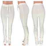 Solid Stacked Split Micro-Flare Pants CH-8099
