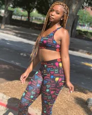 Sexy Printed Tank Top Long Pants Tight 2 Piece Sets OD-8385