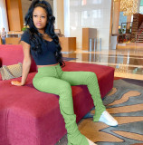 Solid Stacked Split Micro-Flare Pants CH-8099