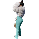 Solid Stacked Split Micro-Flare Pants CH-8099