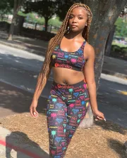 Sexy Printed Tank Top Long Pants Tight 2 Piece Sets OD-8385