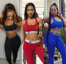 Sexy Tank Tops Long Pants Fitness Two Piece Sets OD-8375