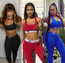 Sexy Tank Tops Long Pants Fitness Two Piece Sets OD-8375