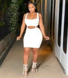 Sexy Sleeveless Ruched Hollow Bodycon Dress HM-6314