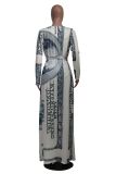 Fashion Printed Cloak + One-piece Bikini With Belt YS-8560
