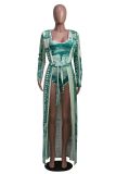Fashion Printed Cloak + One-piece Bikini With Belt YS-8560
