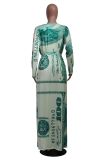 Fashion Printed Cloak + One-piece Bikini With Belt YS-8560