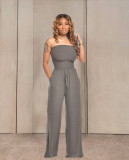 Solid Strapless Sleeveless Wide Lge Jumpsuits TR-1035
