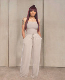 Solid Strapless Sleeveless Wide Lge Jumpsuits TR-1035