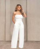 Solid Strapless Sleeveless Wide Lge Jumpsuits TR-1035