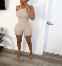 Plus Size Solid Backless Strap Skinny Playsuit FNN-8387