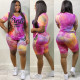 Fashion Tie-dye Pink letters Two Piece Set WAF-5008