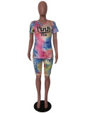 Fashion Tie-dye Pink letters Two Piece Set WAF-5008