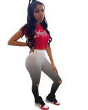 Gradient High Waist Hole Skinny Stacked Pants FNN-8384