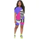 Plus Size Geometric Striped Casual Two Piece Shorts Set ASL-6263-1