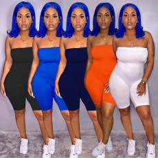 Solid Strapless Sleeveless Skinny One Piece Playsuit AL-178