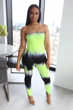 Tie Dye Strapless Skinny One Piece Tube Jumpsuits WSM-5146
