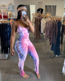 Tie Dye Print Stacked Skinny One Piece Jumpsuits WSM-5143
