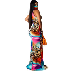 Tie Dye Print Sleeveless Slim Mermaid Maxi Dress SFY-126